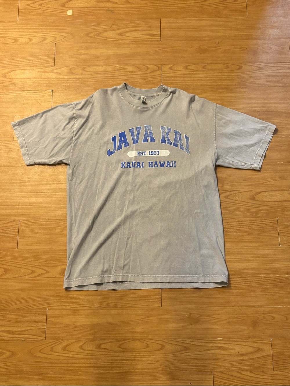 Los Angeles Apparel Light Gray Short Sleeve Tee with Blue JAVA KAI Print